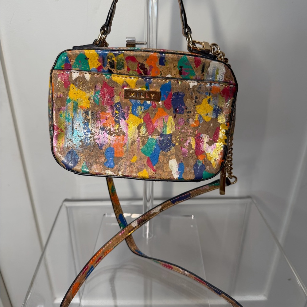 Milly Gold Multicolor Paint-Splash Crossbody Bag